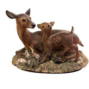 Vintage Homco - Masterpiece Porcelain Deer & Fawn - 7.5" L x 5.5" T No Box